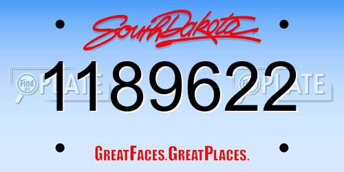 1189622 South Dakota License Plate