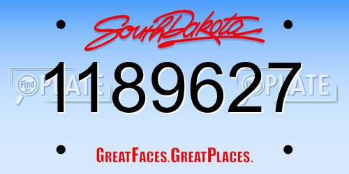 1189627 South Dakota License Plate