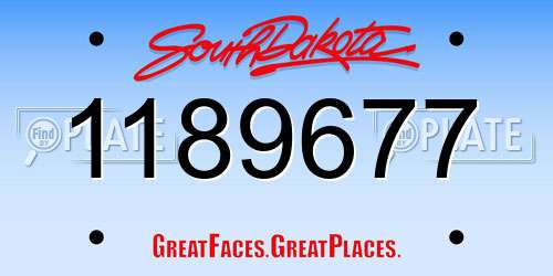 1189677 South Dakota License Plate