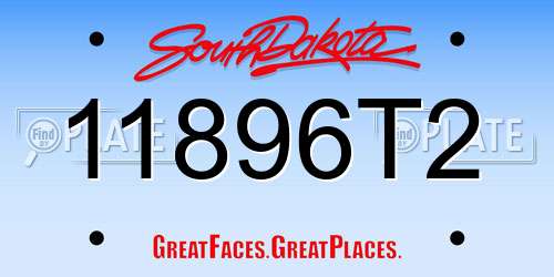 11896T2 South Dakota License Plate