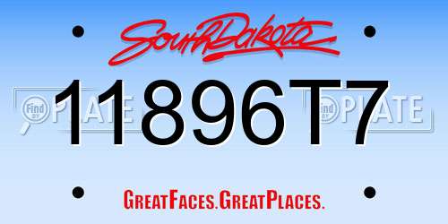 11896T7 South Dakota License Plate