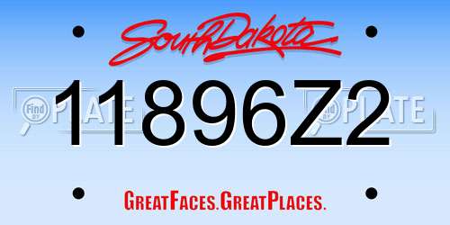11896Z2 South Dakota License Plate