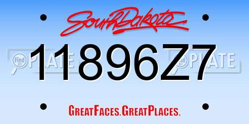 11896Z7 South Dakota License Plate
