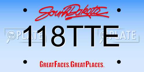 118TTE South Dakota License Plate