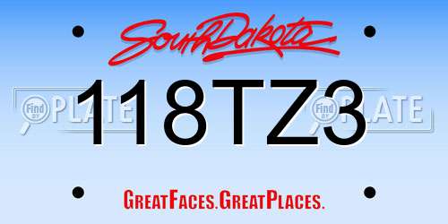 118TZ3 South Dakota License Plate