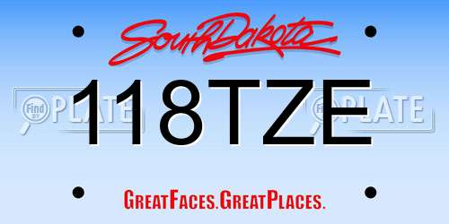 118TZE South Dakota License Plate