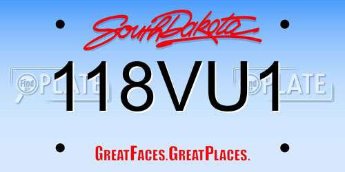 118VU1 South Dakota License Plate
