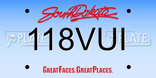 118VUI South Dakota License Plate