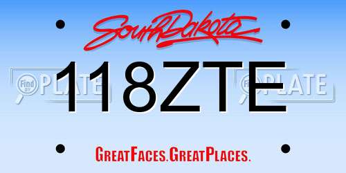 118ZTE South Dakota License Plate