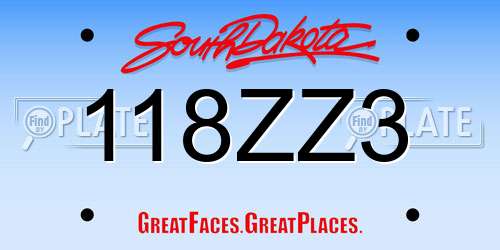 118ZZ3 South Dakota License Plate