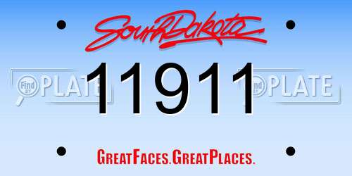 11911 South Dakota License Plate