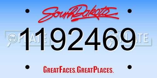 1192469 South Dakota License Plate