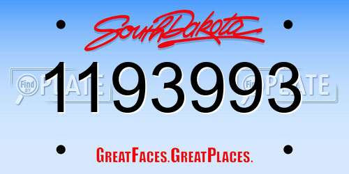 1193993 South Dakota License Plate