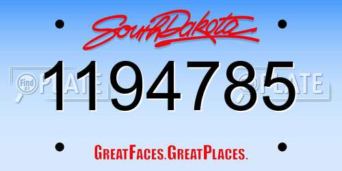 1194785 South Dakota License Plate