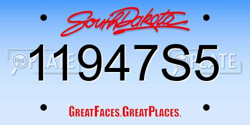 11947S5 South Dakota License Plate