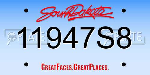 11947S8 South Dakota License Plate