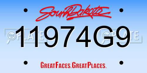 11974G9 South Dakota License Plate