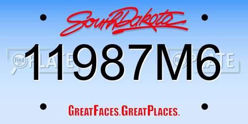 11987M6 South Dakota License Plate