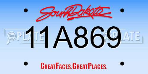 11A869 South Dakota License Plate