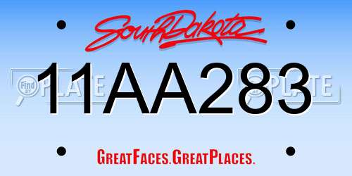 11AA283 South Dakota License Plate