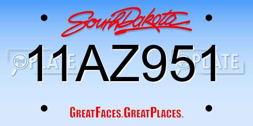 11AZ951 South Dakota License Plate