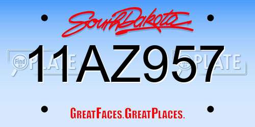 11AZ957 South Dakota License Plate