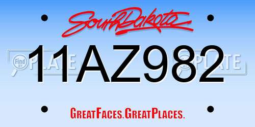 11AZ982 South Dakota License Plate