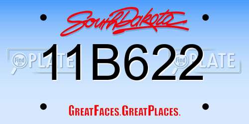 11B622 South Dakota License Plate