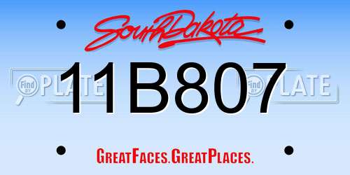 11B807 South Dakota License Plate