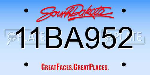 11BA952 South Dakota License Plate