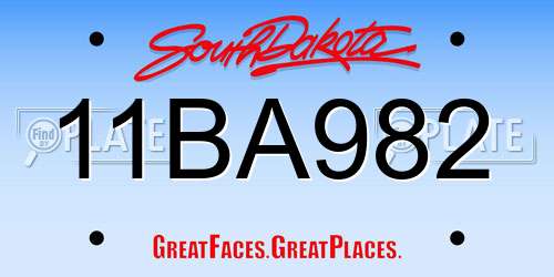 11BA982 South Dakota License Plate