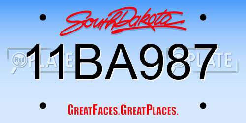 11BA987 South Dakota License Plate