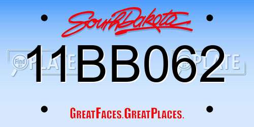 11BB062 South Dakota License Plate