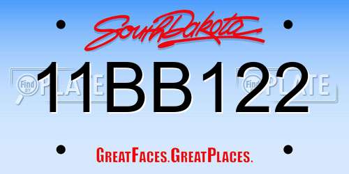 11BB122 South Dakota License Plate