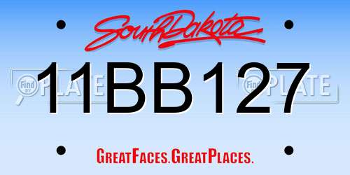 11BB127 South Dakota License Plate