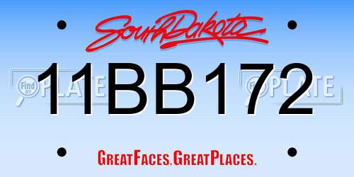 11BB172 South Dakota License Plate