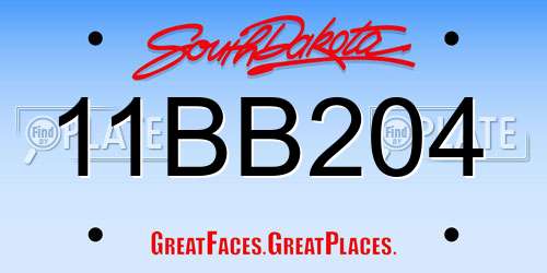 11BB204 South Dakota License Plate