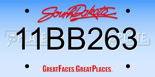 11BB263 South Dakota License Plate