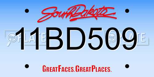 11BD509 South Dakota License Plate