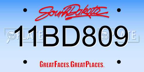 11BD809 South Dakota License Plate