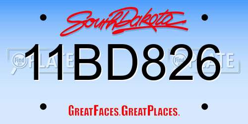 11BD826 South Dakota License Plate