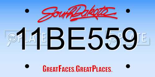 11BE559 South Dakota License Plate