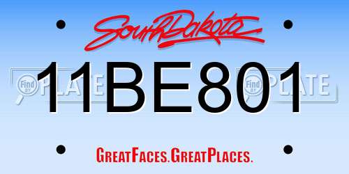 11BE801 South Dakota License Plate