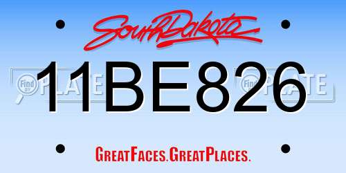 11BE826 South Dakota License Plate