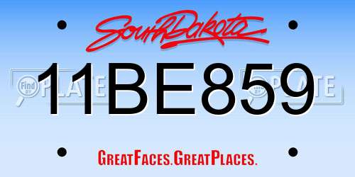 11BE859 South Dakota License Plate