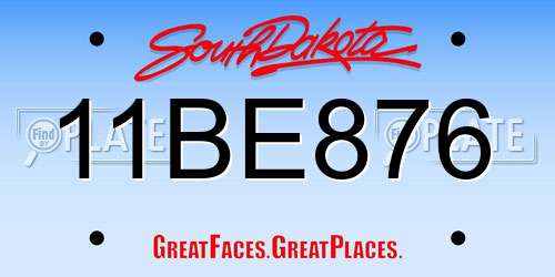 11BE876 South Dakota License Plate