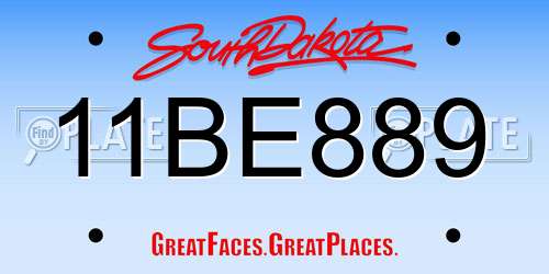 11BE889 South Dakota License Plate