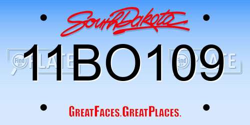 11BO109 South Dakota License Plate