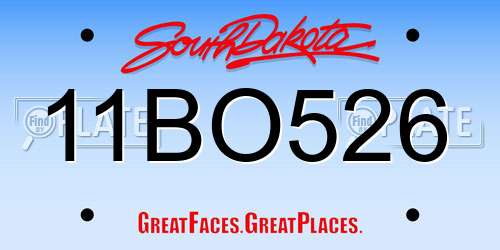 11BO526 South Dakota License Plate