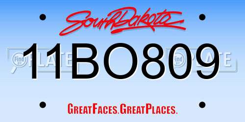 11BO809 South Dakota License Plate